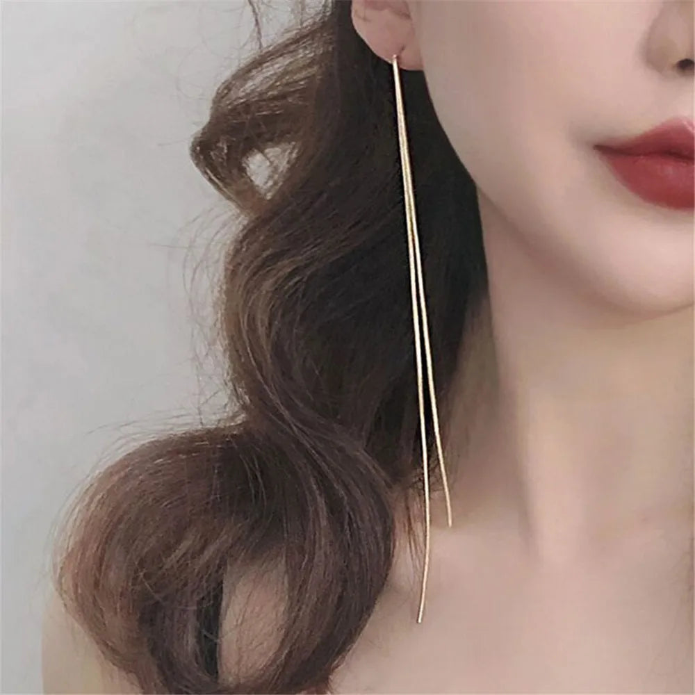 Long Tassel Dangle Earrings Fashionable Exaggerated Party Jewelry Women'S Personalized Earrings High-End Design Metal Chain