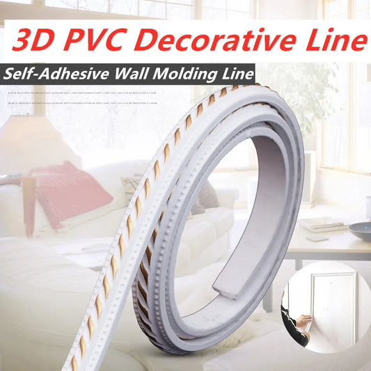 3D PVC Home Decorative Trim Line Self-Adhesive Soft Line  Ceiling Baseboard Decor Gap Strip Wall Molding Line 3D Sticker