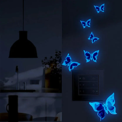 New Blue Glow-in-the-dark Butterfly Wall Stickers Room Decoration Accessories Cartoon Sticker for Anniversaries Birthdays Paster