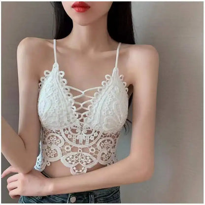 Women's Bra Tube Tops Fashion Hollow Out Top Sexy Lace Bra Girl  Outer Tank Up Women's Underwear Female Crop Top Sexy Lingerie