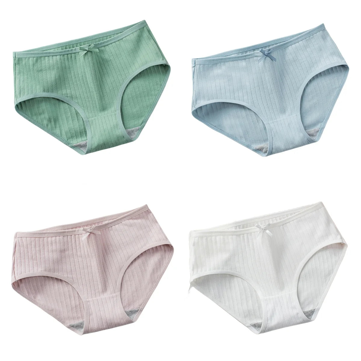 4Pcs/Set Cotton Panties Briefs Women Sexy Lingerie Women's Underpants Low Waist Panty Intimates Comfy Breathable Underwear