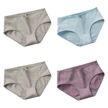 4Pcs/Set Cotton Panties Briefs Women Sexy Lingerie Women's Underpants Low Waist Panty Intimates Comfy Breathable Underwear