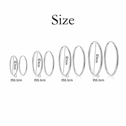 925 Sterling Silver 3MM Thick 3/4/5/6CM Hoops Earrings For Women Wedding Luxury Jewelry Accessories 2024 Trend Jewellery