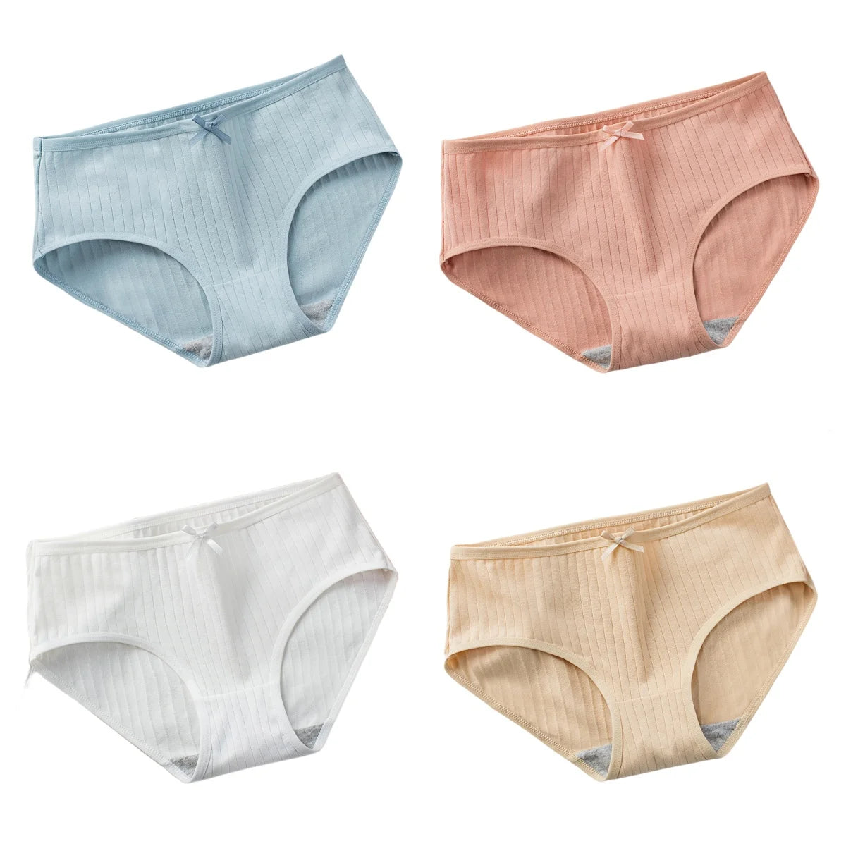 4Pcs/Set Cotton Panties Briefs Women Sexy Lingerie Women's Underpants Low Waist Panty Intimates Comfy Breathable Underwear