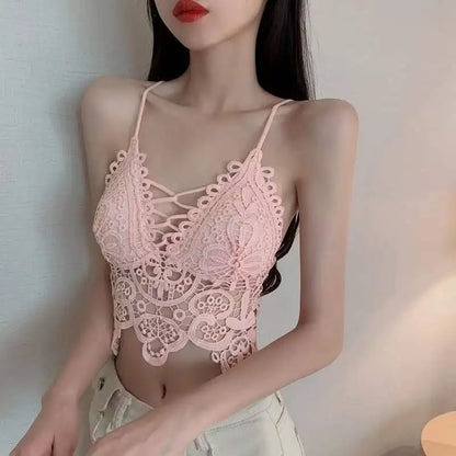 Women's Bra Tube Tops Fashion Hollow Out Top Sexy Lace Bra Girl  Outer Tank Up Women's Underwear Female Crop Top Sexy Lingerie