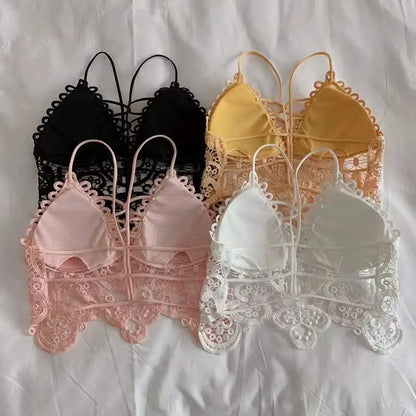 Women's Bra Tube Tops Fashion Hollow Out Top Sexy Lace Bra Girl  Outer Tank Up Women's Underwear Female Crop Top Sexy Lingerie