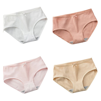 4Pcs/Set Cotton Panties Briefs Women Sexy Lingerie Women's Underpants Low Waist Panty Intimates Comfy Breathable Underwear