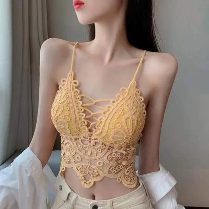 Women's Bra Tube Tops Fashion Hollow Out Top Sexy Lace Bra Girl  Outer Tank Up Women's Underwear Female Crop Top Sexy Lingerie