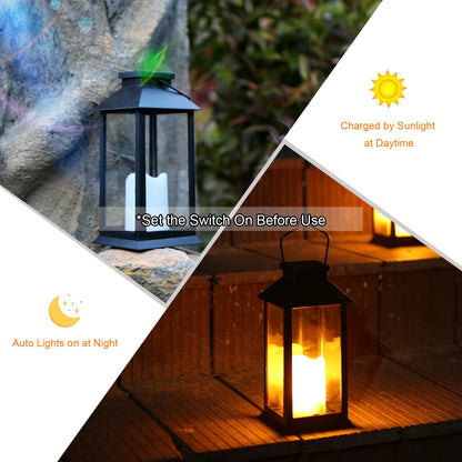 Neoglint Solar Lantern Lights with LEDs Flameless Candle Outdoor Garden Hanging Lanterns Decorative for Table Backyard Party