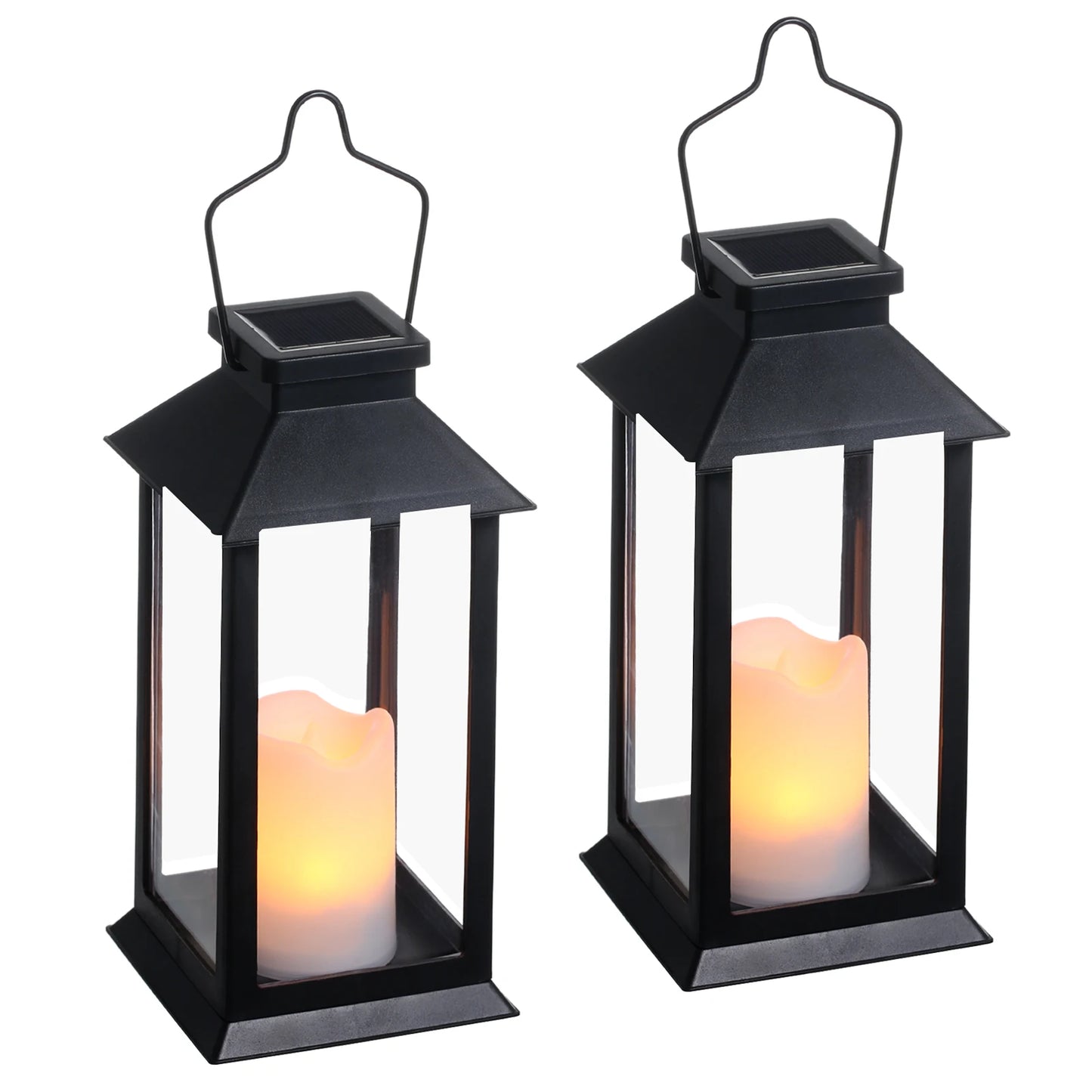 Neoglint Solar Lantern Lights with LEDs Flameless Candle Outdoor Garden Hanging Lanterns Decorative for Table Backyard Party