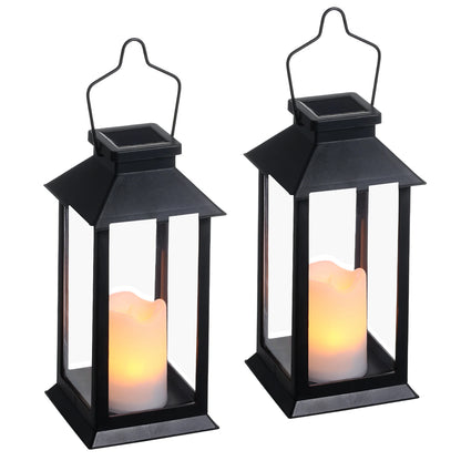 Neoglint Solar Lantern Lights with LEDs Flameless Candle Outdoor Garden Hanging Lanterns Decorative for Table Backyard Party