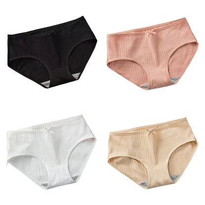 4Pcs/Set Cotton Panties Briefs Women Sexy Lingerie Women's Underpants Low Waist Panty Intimates Comfy Breathable Underwear