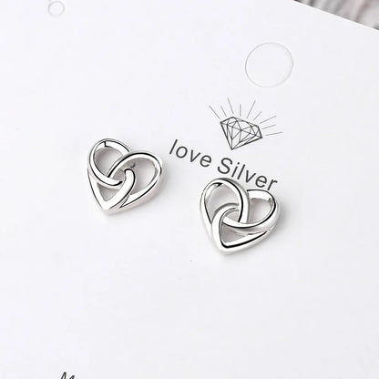 925 Sterling Silver Love Heart Stud Earrings For Women Luxury Designer Jewelry Best Selling   GaaBou