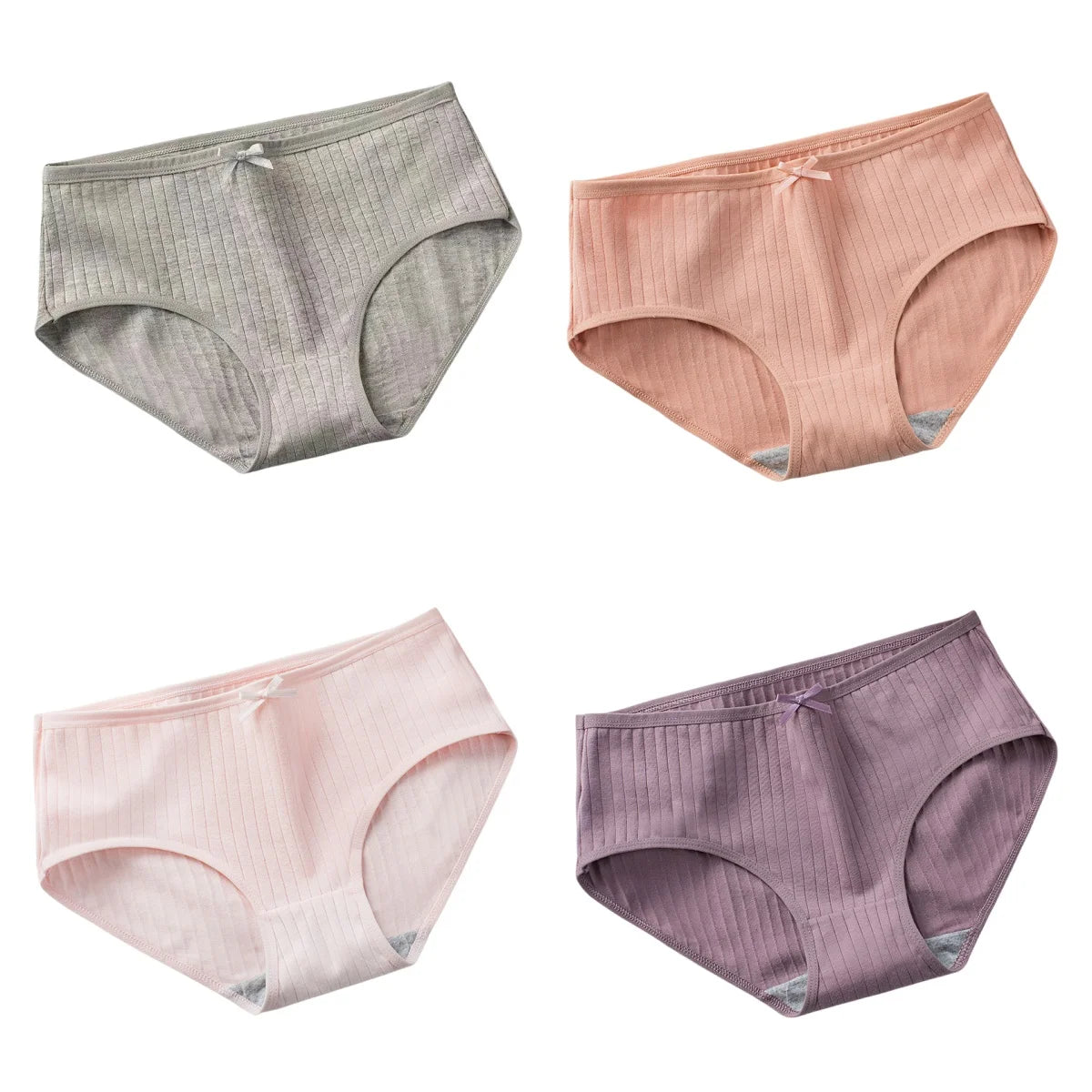 4Pcs/Set Cotton Panties Briefs Women Sexy Lingerie Women's Underpants Low Waist Panty Intimates Comfy Breathable Underwear