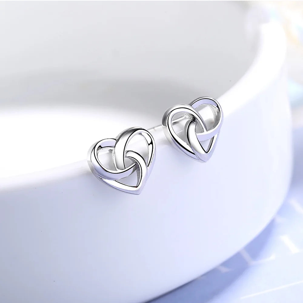 925 Sterling Silver Love Heart Stud Earrings For Women Luxury Designer Jewelry Best Selling   GaaBou