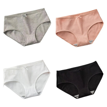 4Pcs/Set Cotton Panties Briefs Women Sexy Lingerie Women's Underpants Low Waist Panty Intimates Comfy Breathable Underwear